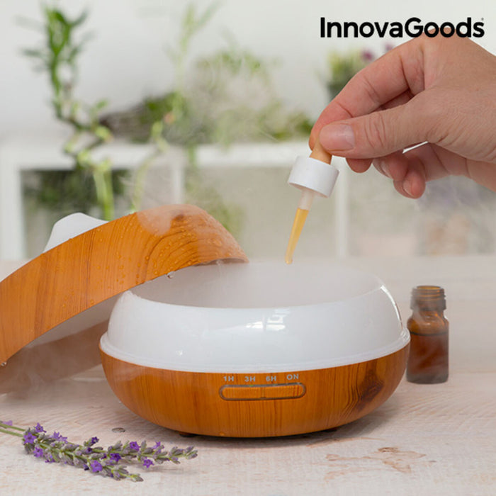 Humidificador Difusor de Aromas com LED Multicores Wooden-Effect InnovaGoods